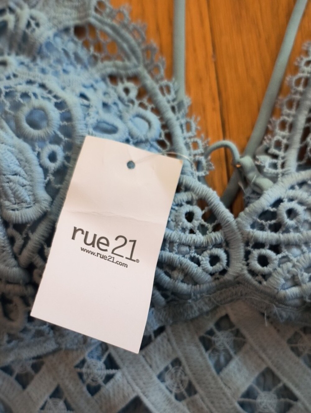 Rue21 Light Blue Lace-Trim  One-Piece Bodysuit - Picture 5 of 10